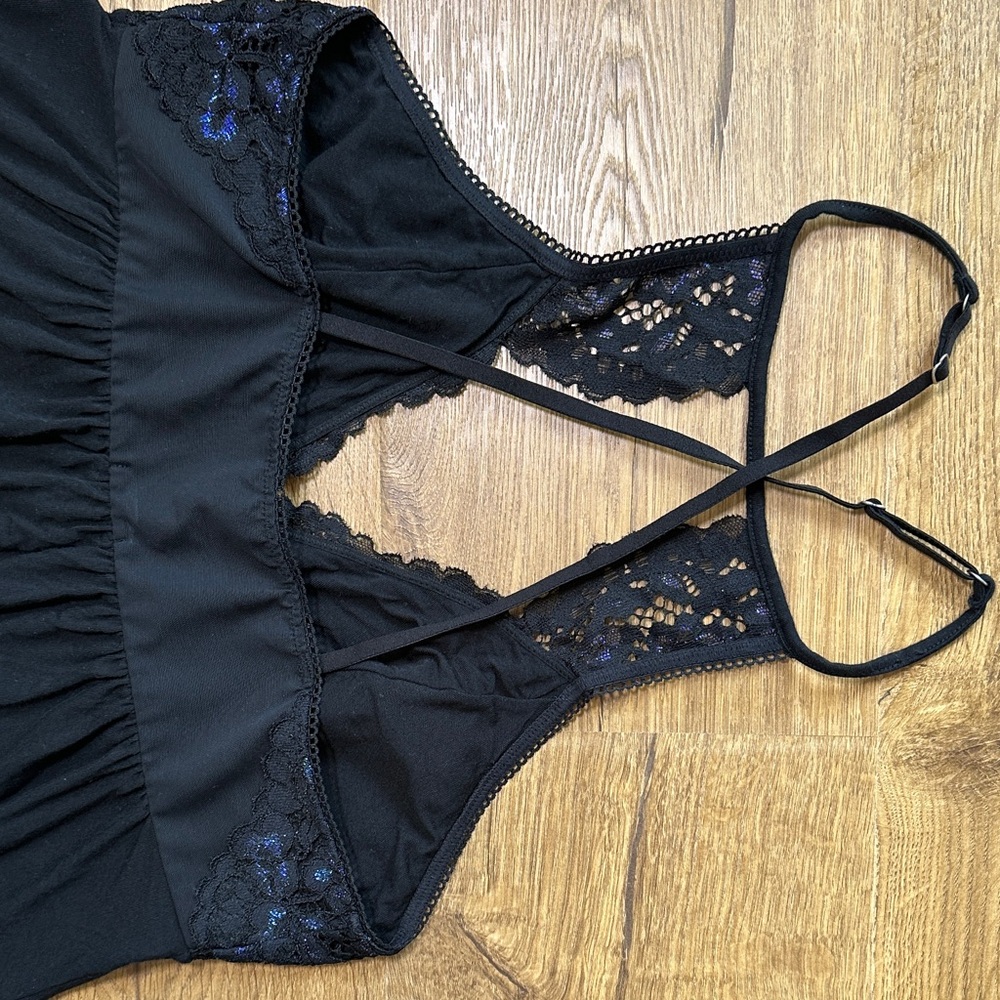 Soma Black Lace Halter Chemise Babydoll Nightie Strappy Back Medium - Picture 4 of 6